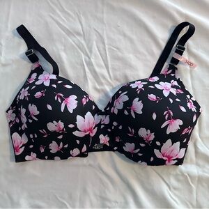 NWT La Vie en Rose Sleekback Wireless Bra – Floral Print – Size 34DD